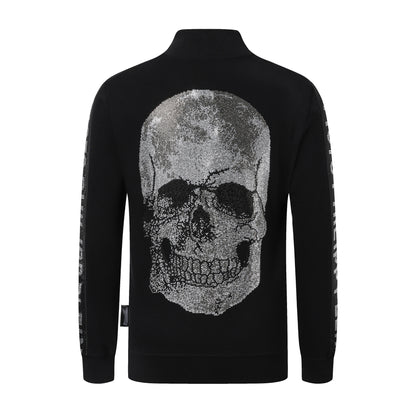 New-Philpp 2025ss Skull Black Sweatshirt