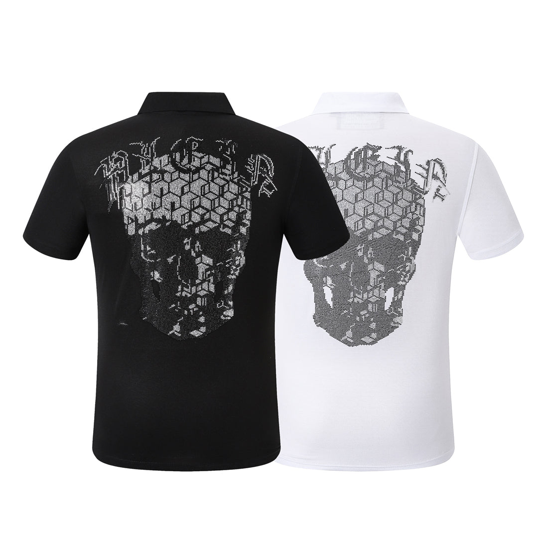 New-Philpp Skull Hot stamp POLO shirt