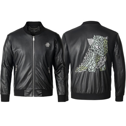 New-Philpp Black Genuine leather Jacket