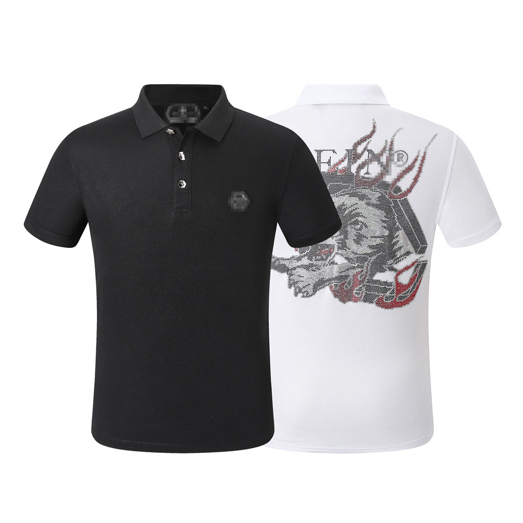 New-Philpp Hot stamp Skull POLO shirt