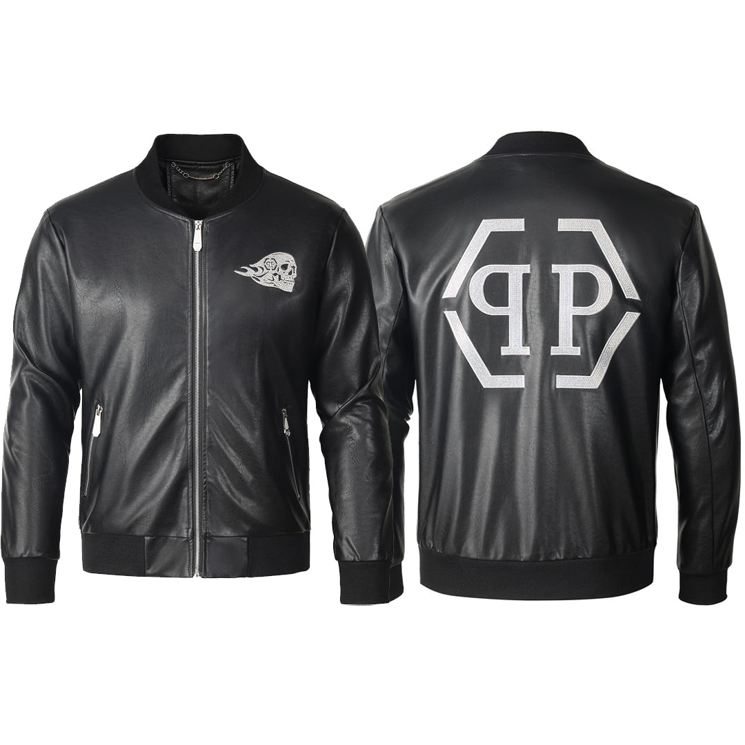 New-Philpp Black Genuine leather Jacket