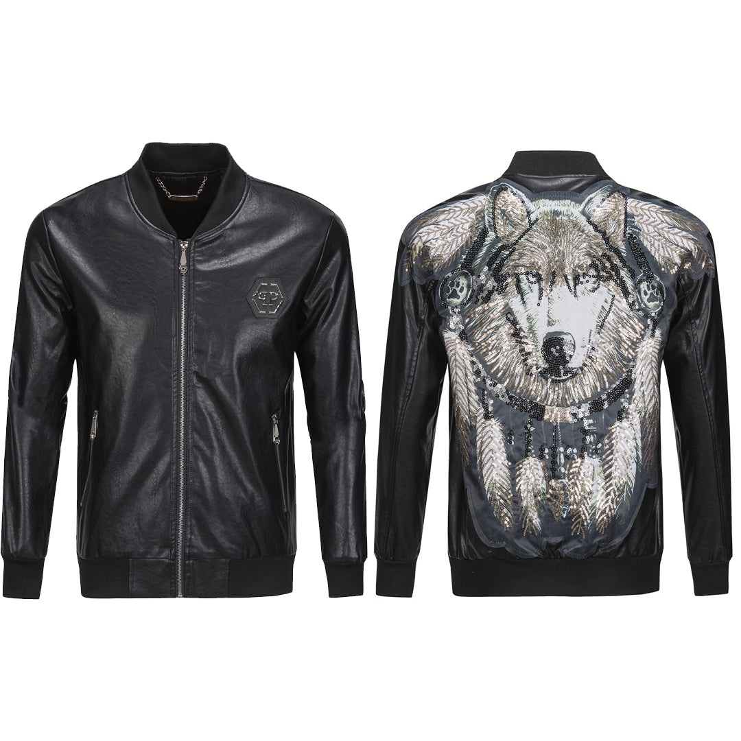 New-Philpp Printed Genuine leather Jacket