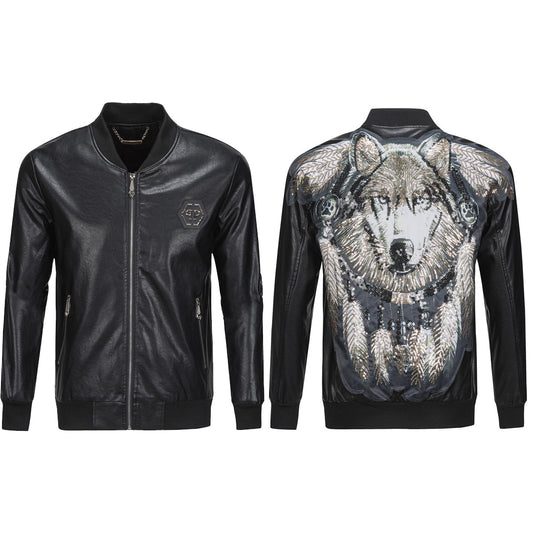 New-Philpp Printed Genuine leather Jacket