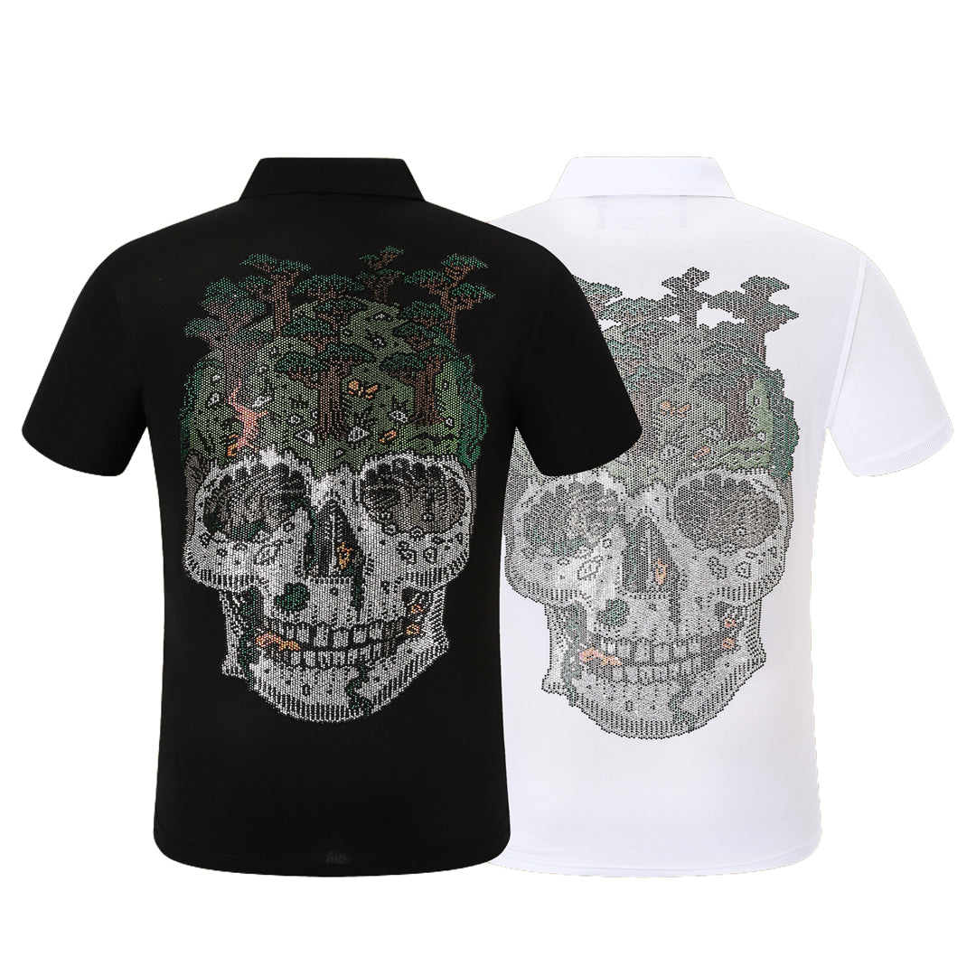 New-Philpp Skull Hot stamp POLO shirt