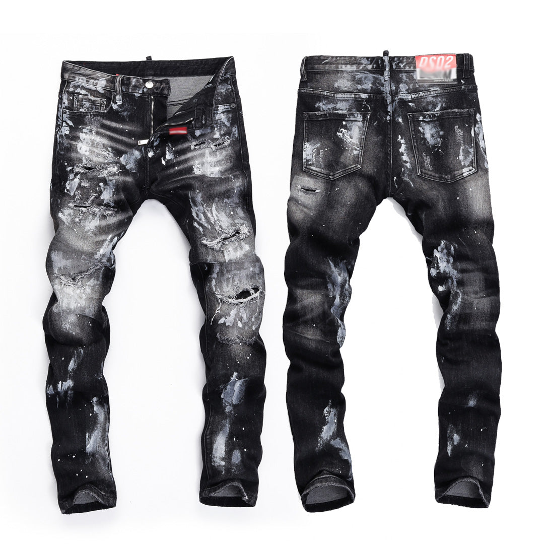 New-DSQ2 2025SS Black Graffiti Jeans