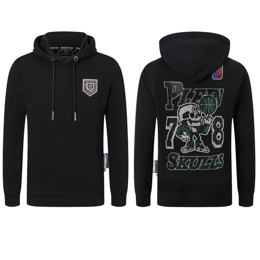 New-Philpp 2025ss Black Skull Hoodie