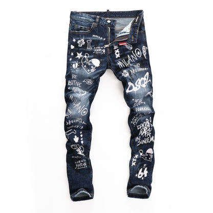 New-DSQ2 Graffiti Blue Jeans