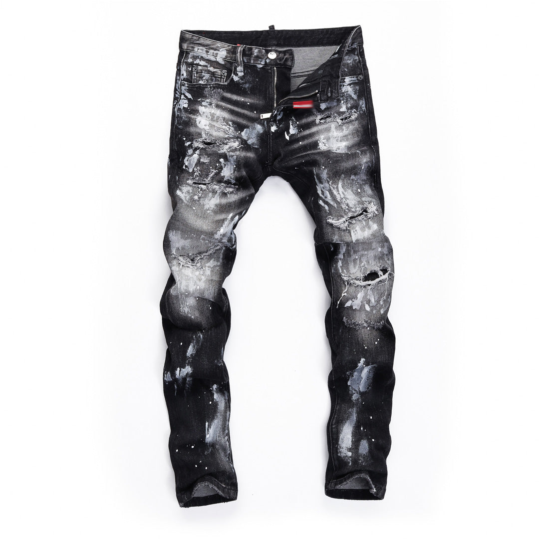 New-DSQ2 2025SS Black Graffiti Jeans