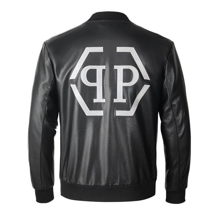 New-Philpp Black Genuine leather Jacket