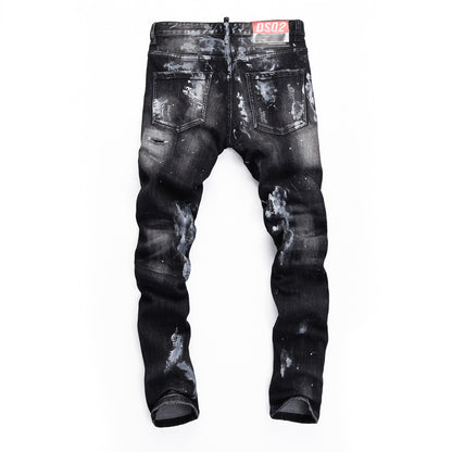 New-DSQ2 2025SS Black Graffiti Jeans