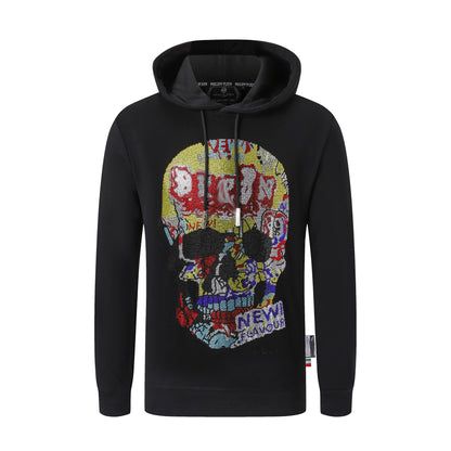 New-Philpp 2025ss Black Printed Hoodie