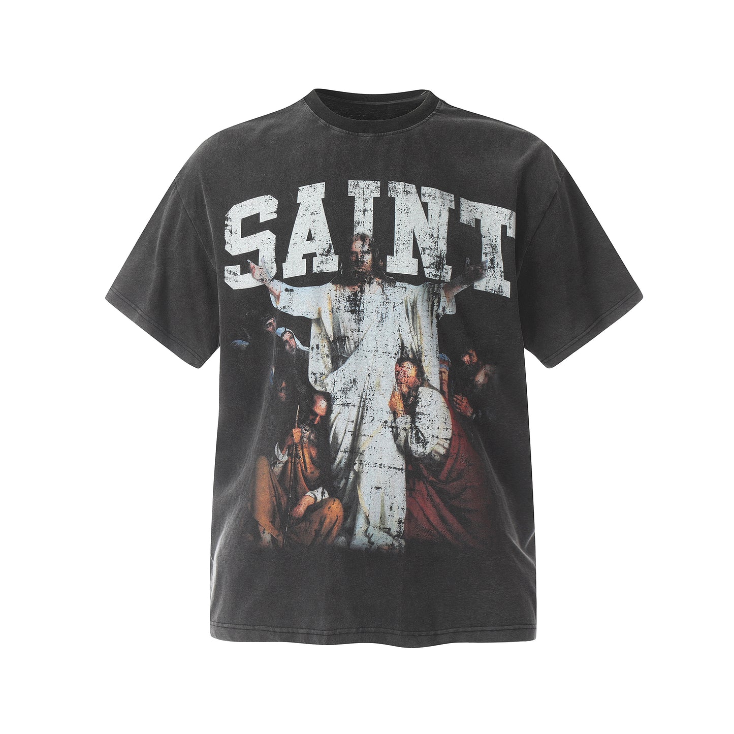 New-Saint Michael Black Print T-shirt