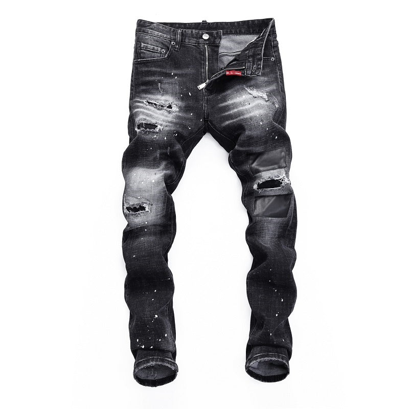 New-DSQ2 Hole spray ink wash Jeans