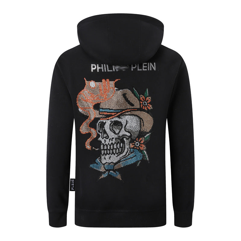 New-Philpp 2025ss Black Printed Hoodie