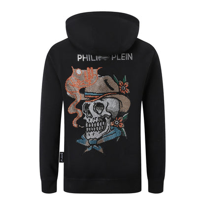 New-Philpp 2025ss Black Printed Hoodie