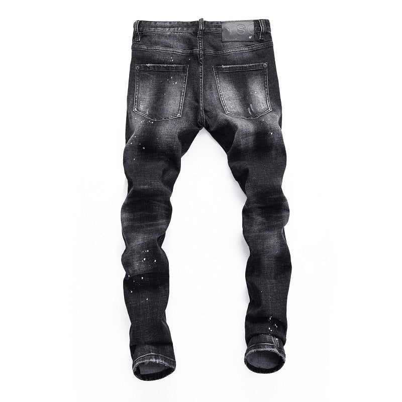 New-DSQ2 Hole spray ink wash Jeans